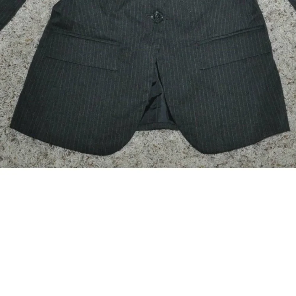 Apt 9 Blazer Womens 12 Black Pin Striped Long Sleeve Lined Business Suit Jacket